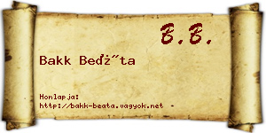Bakk Beáta névjegykártya