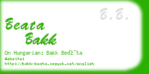 beata bakk business card